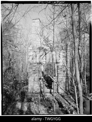 Randall Seite, Fotograf, Dezember 1977. Ansicht von Südosten, mit Kamin. - McCulloch Gold Mill, Kupfer Zweig, nördlich von der State Route 1153, Jamestown, Guilford County, NC Stockfoto