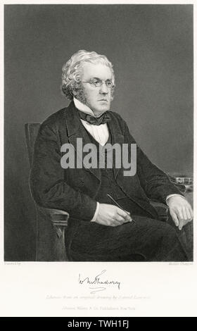 William Makepeace Thackeray (1811-63), englischer Schriftsteller, sitzt, Porträt, Stahlstich, Porträtgalerie bedeutender Männer und Frauen in Europa und Amerika durch Evert A. Duyckinck, von Henry J. Johnson, Johnson, Wilson & Company, New York, 1873 veröffentlicht. Stockfoto