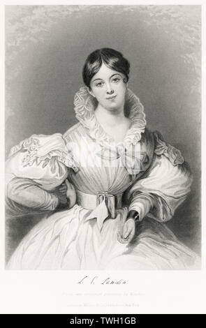 Letitia Elizabeth Landon (1802-38), englischer Dichter und Romancier, Three-Quarter Länge Porträt, Stahlstich, Porträtgalerie bedeutender Männer und Frauen in Europa und Amerika durch Evert A. Duyckinck, von Henry J. Johnson, Johnson, Wilson & Company, New York, 1873 veröffentlicht. Stockfoto