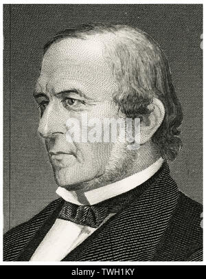 William Ewert Gladstone (1809-98), britischer Politiker und Premierminister, verteilt auf vier Begriffe, Anfang 1868 und Ende 1894, Kopf und Schultern Portrait, Stahlstich, Porträtgalerie bedeutender Männer und Frauen in Europa und Amerika durch Evert A. Duyckinck, von Henry J. Johnson, Johnson, Wilson & Company, New York, 1873 veröffentlicht. Stockfoto