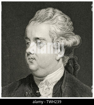 Edward Gibbon (1737-94), englischer Historiker, Autor und Mitglied des Europäischen Parlaments, Kopf und Schultern Portrait, Stahlstich, Porträtgalerie bedeutender Männer und Frauen in Europa und Amerika durch Evert A. Duyckinck, von Henry J. Johnson, Johnson, Wilson & Company, New York, 1873 veröffentlicht. Stockfoto