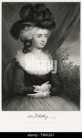 Frances Burney (1752-1840), die auch als Madame d'Arblay, Englisch satirische Schriftsteller und Dramatiker, sitzt, Porträt, Stahlstich, Porträtgalerie bedeutender Männer und Frauen in Europa und Amerika durch Evert A. Duyckinck, von Henry J. Johnson, Johnson, Wilson & Company, New York, 1873 veröffentlicht bekannt Stockfoto