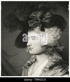 Sarah Siddons (1755-1831), geboren in Wales - englische Schauspielerin, Kopf und Schultern Portrait, Stahlstich, Porträtgalerie bedeutender Männer und Frauen in Europa und Amerika durch Evert A. Duyckinck, von Henry J. Johnson, Johnson, Wilson & Company, New York, 1873 veröffentlicht. Stockfoto