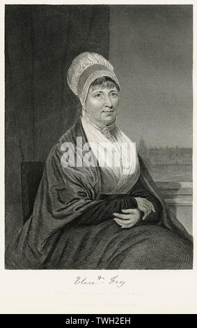 Elizabeth Fry (1780-1845), englischer Gefängnis und Sozialreformer, sitzt, Porträt, Stahlstich, Porträtgalerie bedeutender Männer und Frauen in Europa und Amerika durch Evert A. Duyckinck, von Henry J. Johnson, Johnson, Wilson & Company, New York, 1873 veröffentlicht. Stockfoto