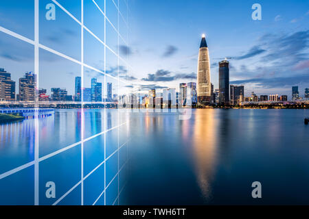 Shenzhen Houhai City Komplex und Wissenschaft und Technologie Konzept Stockfoto