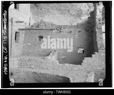 Zimmer 15 A und B; Raum 16 - Balkon Haus, Cortez, Montezuma County, CO Stockfoto