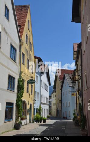 Füssen, eine Stadt am Lech, nahe Schloss Neuschwanstein in Bayern, Deutschland Stockfoto