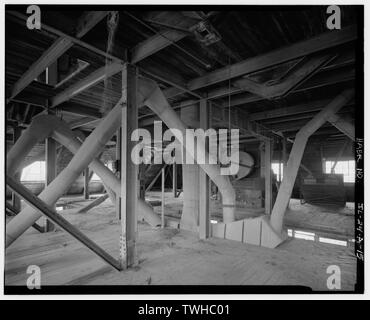 SAND - Sortierung Gebäude, 2. Stock, Blick auf die Ansammlung von Staub Lüftungsschlitze, nach Südwesten - Mühle C Komplex, Sand-Sorting Gebäude, südlich von Dee Bennett Road, in der Nähe von Illinois River, Ottawa, La Salle County, IL; Madrid, Sender Stockfoto