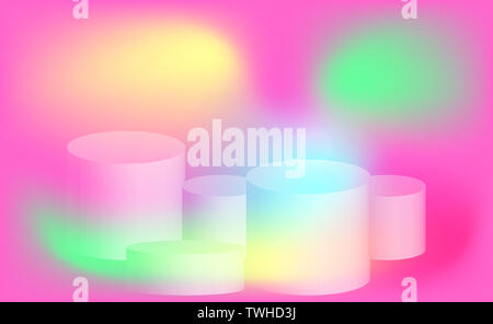 3D-Rendering leer Produkt Rack mit Neonlicht Farbe Hintergrund. Stockfoto