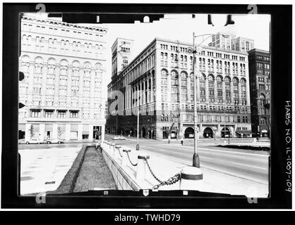 SE-Ecke-geneigt. Kopie Foto von photogrammetrischen Platte LC-HABS-GS05-T -2656-302 L-Auditorium Building, 430 South Michigan Avenue, Chicago, Cook County, IL Stockfoto