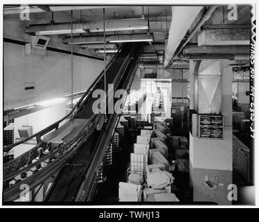 Zweite Etage, Blick nach Süden auf SORTIERSTATIONEN VON OVERHEAD - Grand Central Post Office Anhang, 45 Fifth Street und Lexington Avenue, Südwesten, New York City, New York County, NY Stockfoto