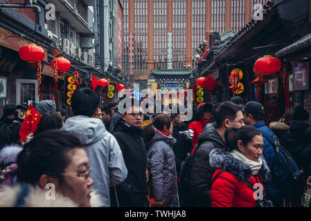 Berühmte Wangfujing Snack Street, Dongcheng District, Beijing, China Stockfoto