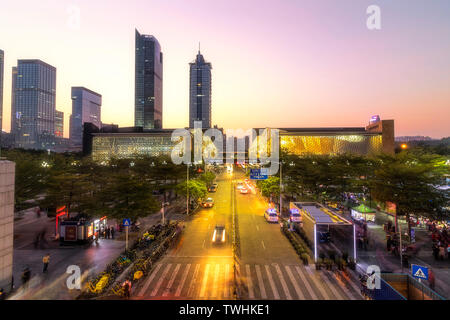 Shenzhen Concert Hall Gebäude Sonnenuntergang Stockfoto