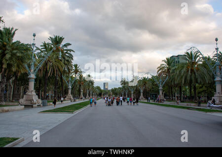 Barcelona, Spanien - 25. Juli 2017 - Blick vom Arc de Triomf Stockfoto