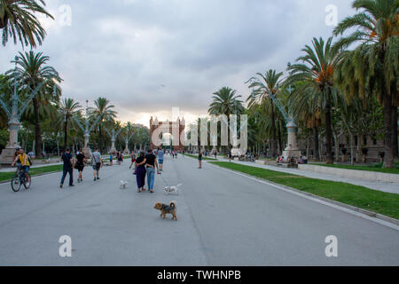 Barcelona, Spanien - 25. Juli 2017 - Blick vom Arc de Triomf Stockfoto