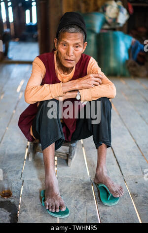 Die lokale Bevölkerung Akha Pixor in das Dorf in der Nähe der Phongsali, Laos, Asien. Stockfoto