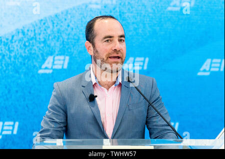 Michael Rosen spricht auf dem American Enterprise Institute (AEI) in Washington, DC. Stockfoto