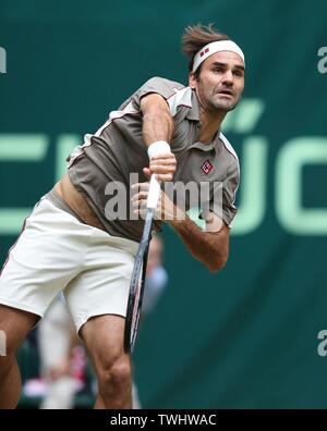 Dulmen, Deutschland. Juni, 2019 20. Männer ATP-Turnier Roger Federer, Aktion | Nutzung der weltweiten Kredit: dpa/Alamy leben Nachrichten Stockfoto