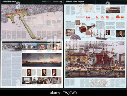Englisch: aus der Vogelperspektive. * GPO: 2004--304-337/00048. Reprint 2004. Titel von Panel. Enthält Text, beschreibende Index, und Kranke. (Einige col.). Karte Salem trade Empire, historische Ansicht (mit beschreibenden Index) von Salem's Harbour, Text, und krank. (Einige col.) auf der Rückseite. Auch verfügbar in der Bibliothek des Kongresses Website als Rasterbild.; Salem Maritime National Historic Site, Massachusetts Stockfoto