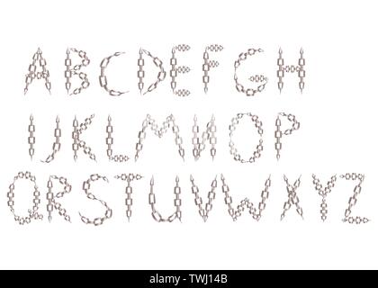 Buchstaben des Alphabets aus Metall, isoliert Stock Vektor