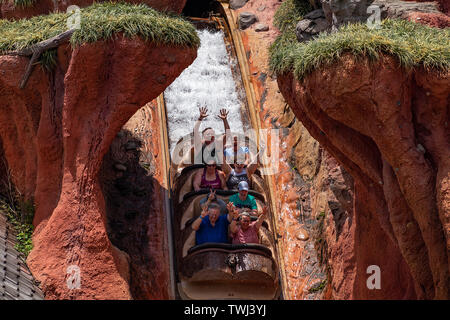 Orlando, Florida. 10. Mai 2019. Leute genießen Splash Mountain in Magic Kingdom in Walt Disney World Stockfoto