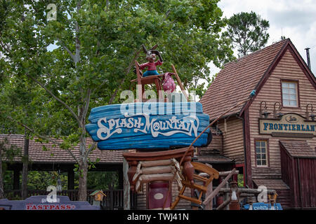 Orlando, Florida. 10. Mai 2019. Splash Mountain anmelden Magic Kingdom in Walt Disney World. Stockfoto