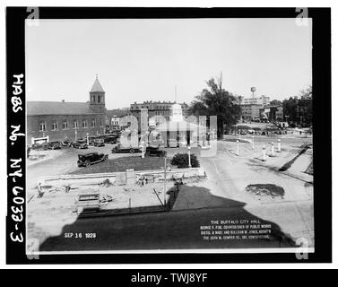 Website der Stadt Halle zu Beginn der Konstruktion, Sept. 16,1929 - Buffalo City Hall, 65 Niagara Square, Büffel, Erie County, NY Stockfoto