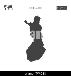 Finnland leeren Vektor Karte isoliert auf weißem Hintergrund. High-Detailed schwarze Silhouette Karte von Finnland. Stock Vektor