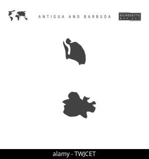 Antigua und Barbuda leeren Vektor Karte isoliert auf weißem Hintergrund. High-Detailed schwarze Silhouette Karte von Antigua und Barbuda. Stock Vektor