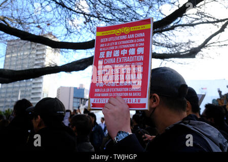 2019 16. Juni Hongkong anti-Auslieferung bill Proteste Unterstützung von Menschen in Hongkong lebt in Auckland, Neuseeland am Aotea Square. Stockfoto