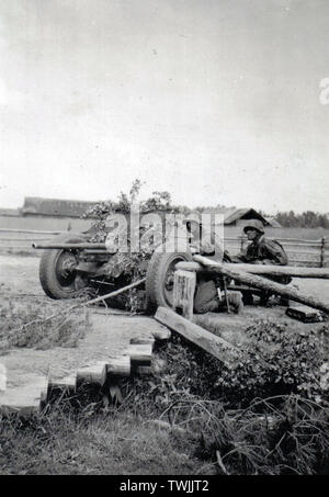 Waffen-SS-Truppen in der Tarnung Kittel mit einem leichten Pak Pak in Frankreich 1940 Stockfoto