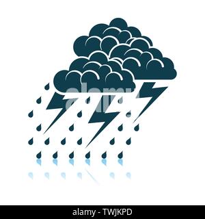 Gewitter Symbol. Schatten Reflexion Design. Vector Illustration. Stock Vektor