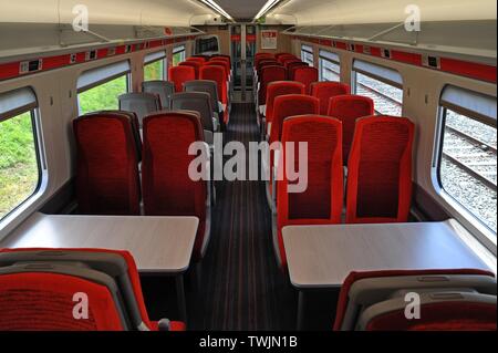 Standard Class Sitzplätze in den neuen LNER Azuma 800 Klasse Intercity Express auf der Schiene Live!, Railway Industry Trade Show Juni 2019 20. Stockfoto