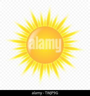 3d-cute Sonne Symbol auf einem transparenten Hintergrund Stock Vektor