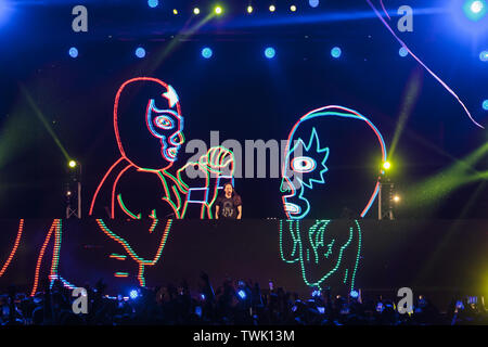 Turin, Italien. Juni, 2019 20. Steve Aoki führt eine dj-während der gruvillage Festival in Turin, Italien. Credit: Daniele Baldi/Pacific Press/Alamy leben Nachrichten Stockfoto