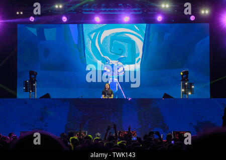 Turin, Italien. Juni, 2019 20. Steve Aoki führt eine dj-während der gruvillage Festival in Turin, Italien. Credit: Daniele Baldi/Pacific Press/Alamy leben Nachrichten Stockfoto