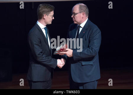 Madrid, Spanien. Juni, 2019 20. Jakob Askou Boss und Fürst Albert II. von Monaco in der Fondation Prince Albert II de Monaco Auszeichnungen im Museo Reina Sofia. Madrid, 20.06.2019 | Verwendung der weltweiten Kredit: dpa/Alamy leben Nachrichten Stockfoto