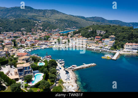 Luftaufnahme von Kassiopi Hafen Korfu Griechenland Stockfoto