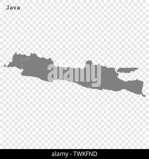 Hohe Qualität Karte von Java ist eine Insel von Indonesien, mit Grenzen der Regionen Stock Vektor