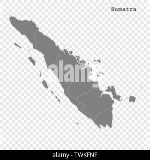 Hohe Qualität Karte von Sumatra ist eine Insel von Indonesien, mit Grenzen der Regionen Stock Vektor