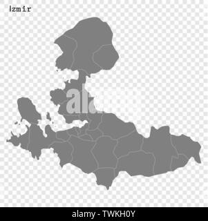 Hohe Qualität Karte von Izmir ist eine Provinz der Türkei, mit den Grenzen der Kreise Stock Vektor