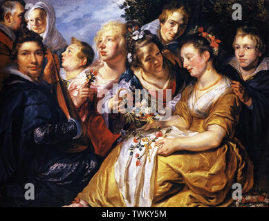 Jacob Jordaens - Künstler mit der Familie seines Vaters Gesetz Adam van Noort C1616 Stockfoto