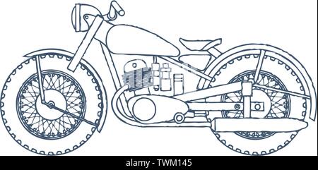 Oldtimer Motorrad Vektor logo Vorlage. bikeshop oder Motorrad Service Symbol. Vektor Stock Vektor