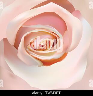 Beige Rose Nahaufnahme. 3d realistische Rose. Schöne Rose. Vector Illustration Stock Vektor
