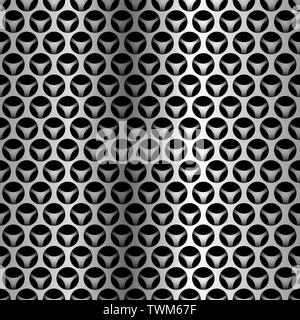 Abstrakte Silver Circle mesh überschneiden sich nahtlose Muster auf Schwarz Design moderne futuristischen Hintergrund Vector Illustration. Stock Vektor