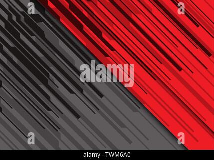 Abstrakte schwarze Linie im Stromkreis rot grau Design moderne futuristischen Hintergrund Vector Illustration. Stock Vektor