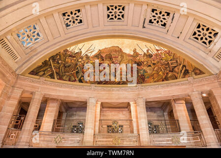 Eine schöne Architektur und Malerei im Interieur des Umaid Bhawan, Jodhpur, Rajasthan, Indien. Stockfoto