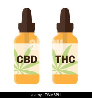 Cbd und thc Cannabis öl Fläschchen Vektor-illustration EPS 10. Stock Vektor