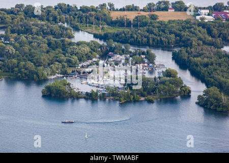 Luftaufnahme des Toronto Islands Sailing Club vom CN Tower Stockfoto