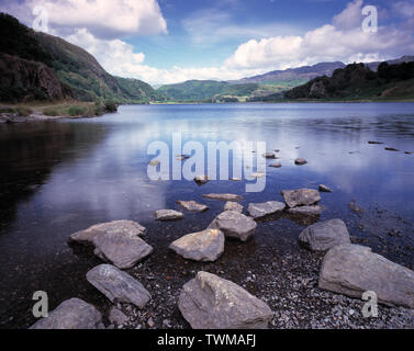 Vereinigtes Königreich. Wales. Snowdonia. Gwynedd. Llyn Dinas. See Szene. Stockfoto